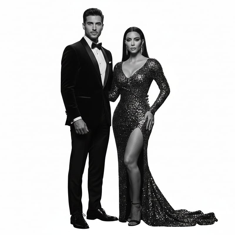 A professional black and white wedding portrait booth, showcasing the high-quality lighting and clarity of the Signature Studio.