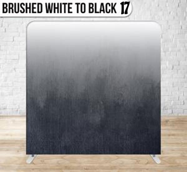 Modern ombre style photo booth backdrop with a brushed texture transitioning from white to charcoal black