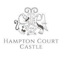 Official logo of Hampton Court Castle, featuring a traditional crest with a lion, eagle, and the year 1434, above the text "HAMPTON COURT CASTLE".