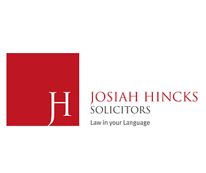 Official logo for Josiah Hincks Solicitors, featuring a red square with white "JH" initials and the tagline "Law in your Language".